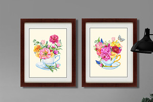 Flower Bouquets, Watercolor Clipart