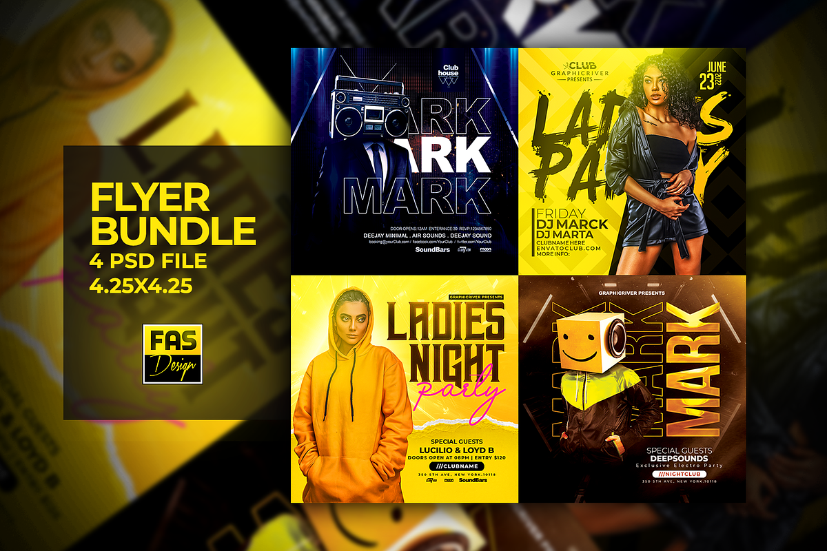 4 Night Party FLyer Bundle, a Flyer Template by FAS-DESIGN (Photo 1 of 5)