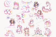 Rainbow Unicorn Clipart, an Animal Illustration by GlamArtZhanna (Thumbnail 3 of 6)