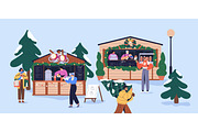 People at Christmas market, fair set, a Seasonal Illustration by Good Studio (Thumbnail 3 of 8)