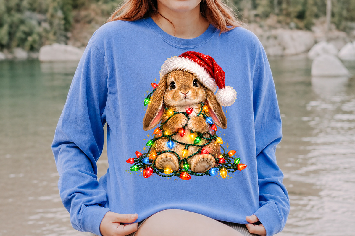 Cute Christmas Bunny Lights PNG, a Seasonal Illustration by Rose Art (Photo 4 of 4)