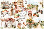 Farm Life Clipart | Animals Images, a Seasonal Illustration by GlamArtZhanna (Thumbnail 1 of 8)