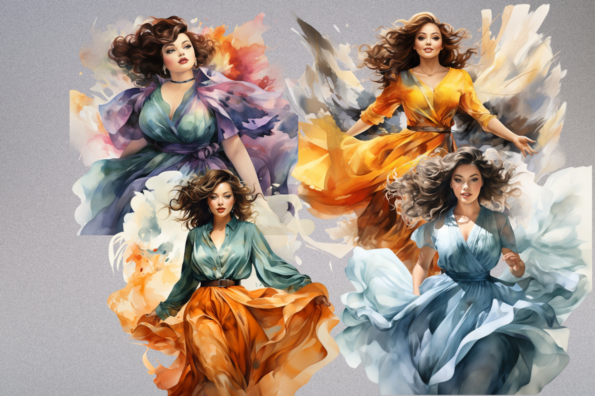 Watercolor Curvy Beauty Clipart, a Person Illustration by Mash Mash Stickers (Photo 8 of 9)