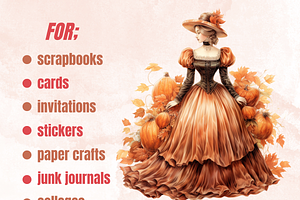 Watercolor Victorian Fall Clipart