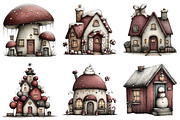 Christmas Houses Clipart Bundle, an Illustration by Daily.Designs (Thumbnail 5 of 5)