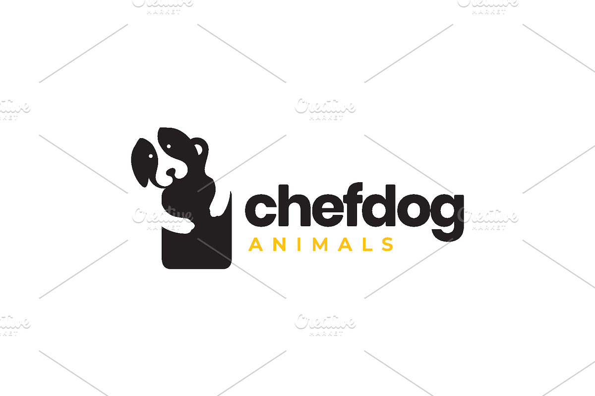 dog chef cooking cutting board logo, a Branding & Logo Template by devastd