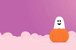 Cute smiling ghost sitting inside, a Holiday Photo by MistyDay