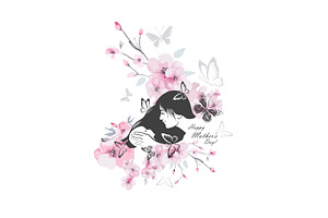 Mother's Day. Mother and child with, a Person Illustration by Nenahliadava Design