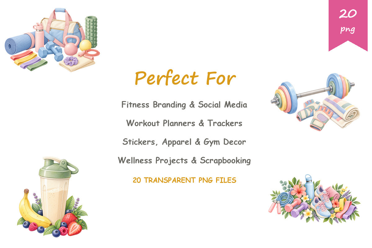 Watercolor Fitnes Accessorie Clipart, a Sport Illustration by BerryPieArt (Photo 4 of 4)