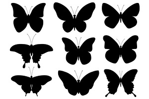 Butterflies Black Silhouettes SVG