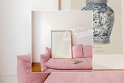 DIN A Frame Pink Couch Mockup (PSD), an Advertising Mockup by WasMockups (Thumbnail 5 of 5)