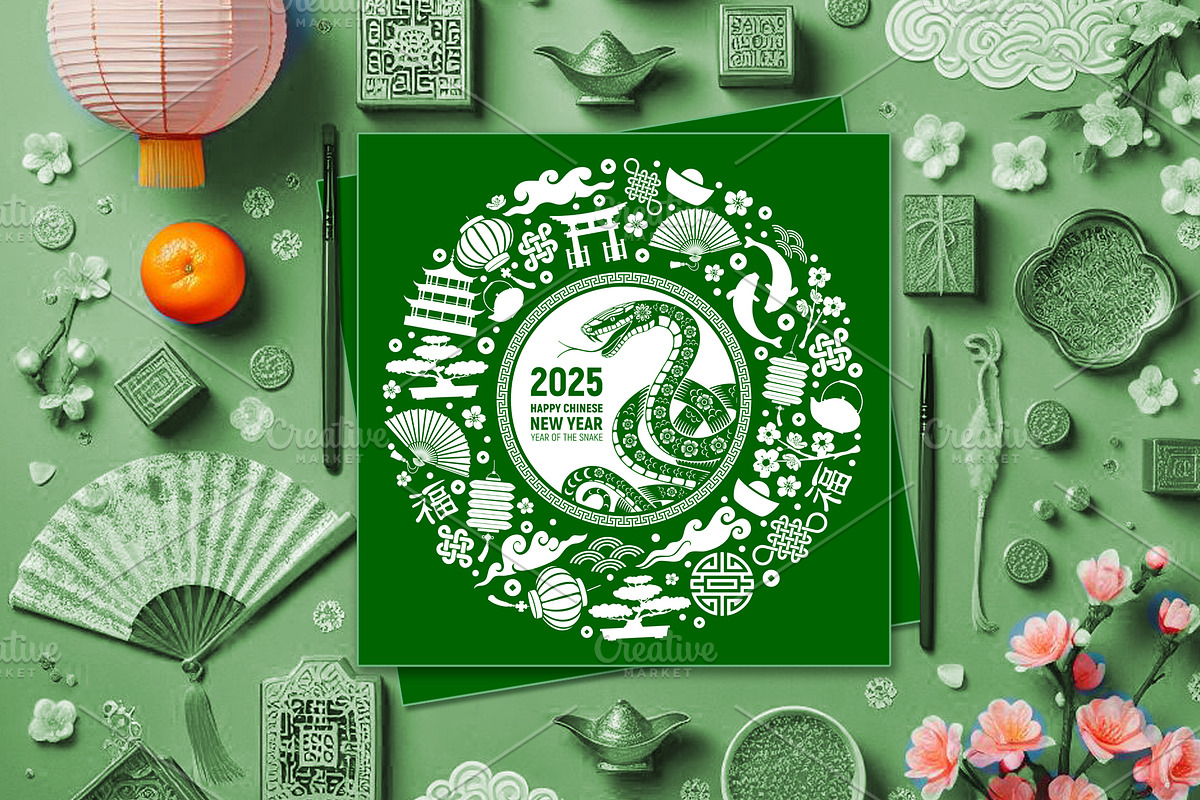 Chinese New Year 2025 Cards Set, a Card Template by Vector beauty (Photo 2 of 4)