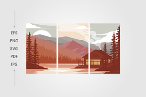 cabin homes with forest view, a Poster Template by lawoel