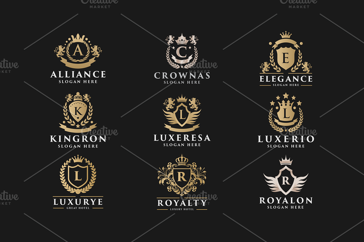 9 Luxury Royal Crest Logo Collection, a Branding & Logo Template by Design_Planet