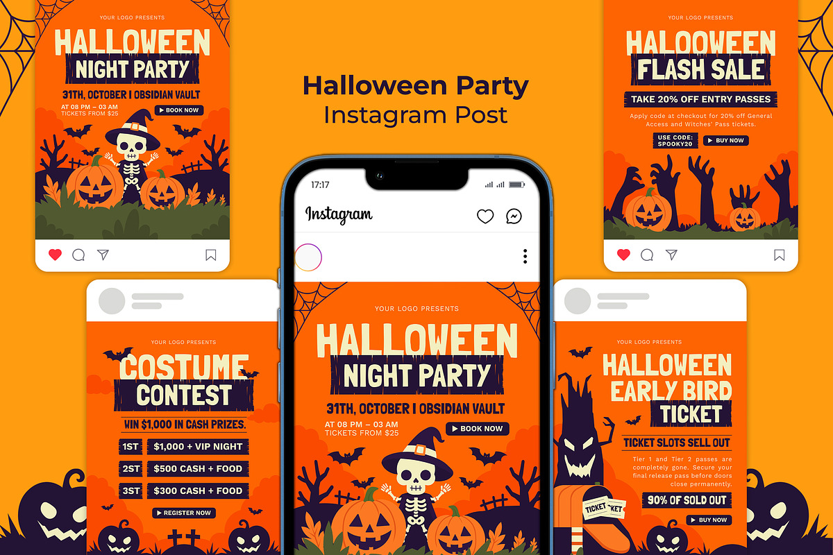 Halloween Party Instagram Post, a Social Media Template by Graphr (Photo 1 of 2)