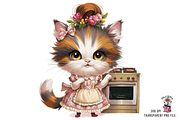 Cooking Cat Clipart PNG Bundle, a Graphic by Clipart Bloom (Thumbnail 8 of 12)
