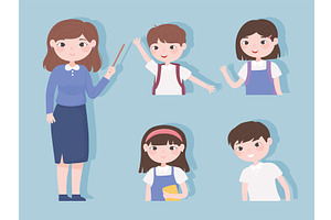 teacher students characters, an Education Illustration by studiogstock