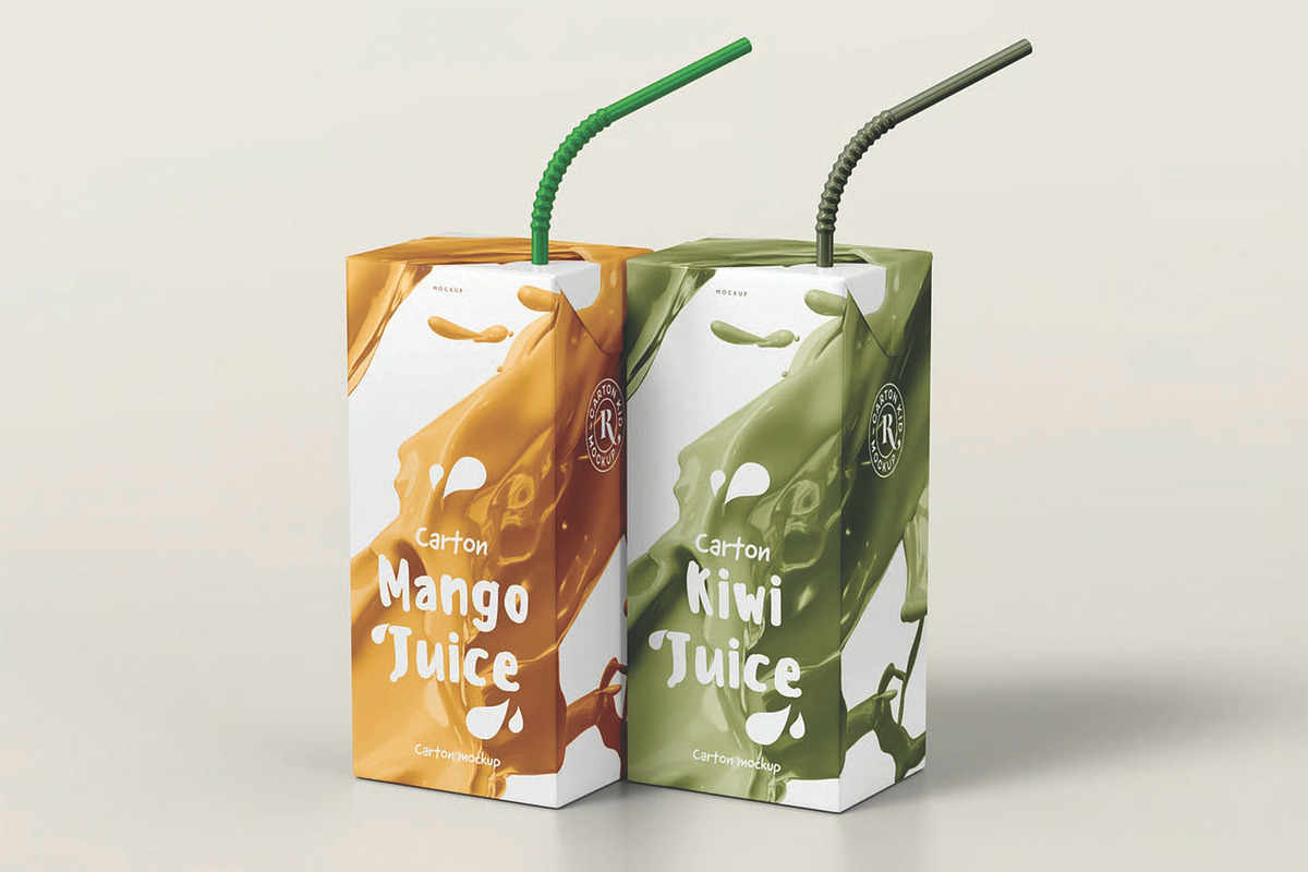 Juice Carton Packaging Box Mockup, a Packaging Mockup by DesignRushMarket (Photo 11 of 15)