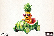 Summer Pineapple Car Clipart, an Illustration by DreamCafeArt (Thumbnail 1 of 7)