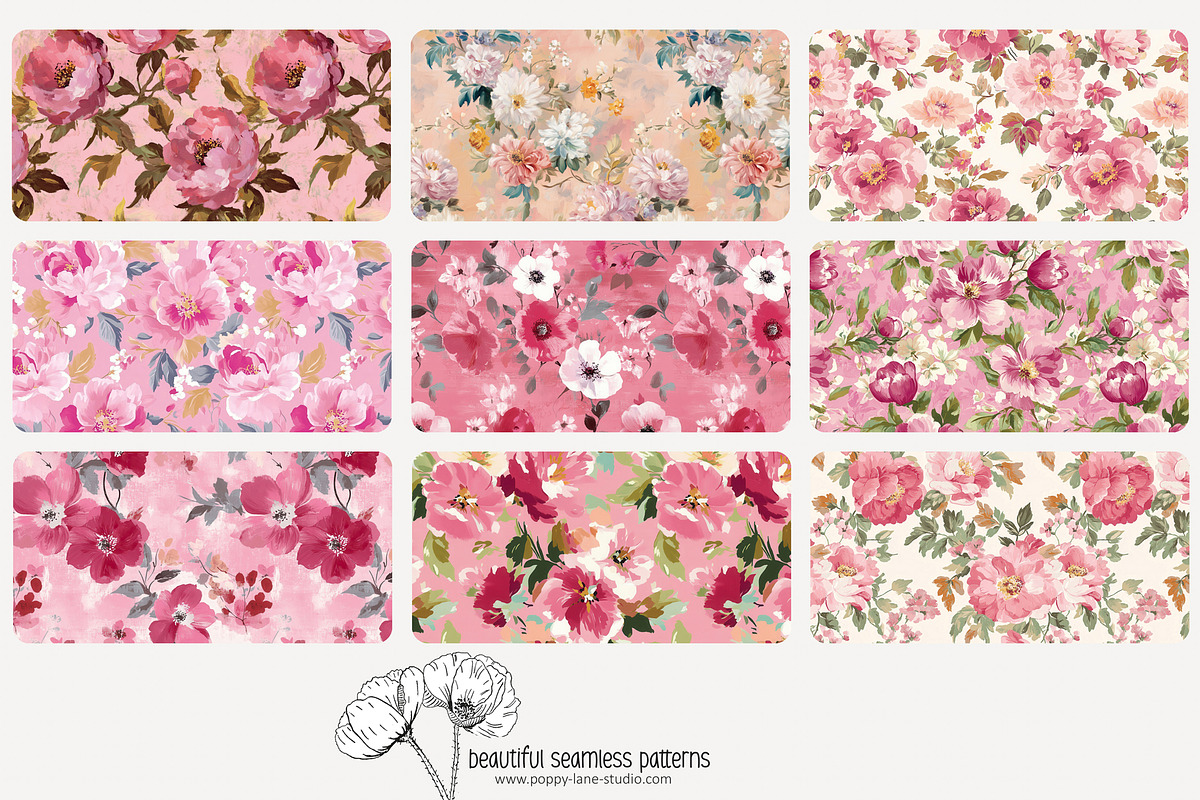 70 impasto floral seamless pattern, a Pattern Graphic by Poppy Lane Studio (Photo 2 of 10)