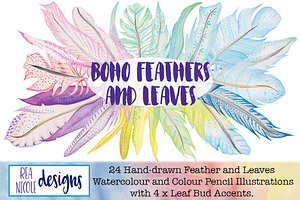 Boho Feathers And Leaves