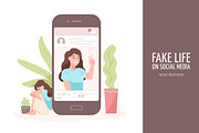 Fake life on social media concept, a Technology Illustration by Good Studio (Thumbnail 1 of 3)