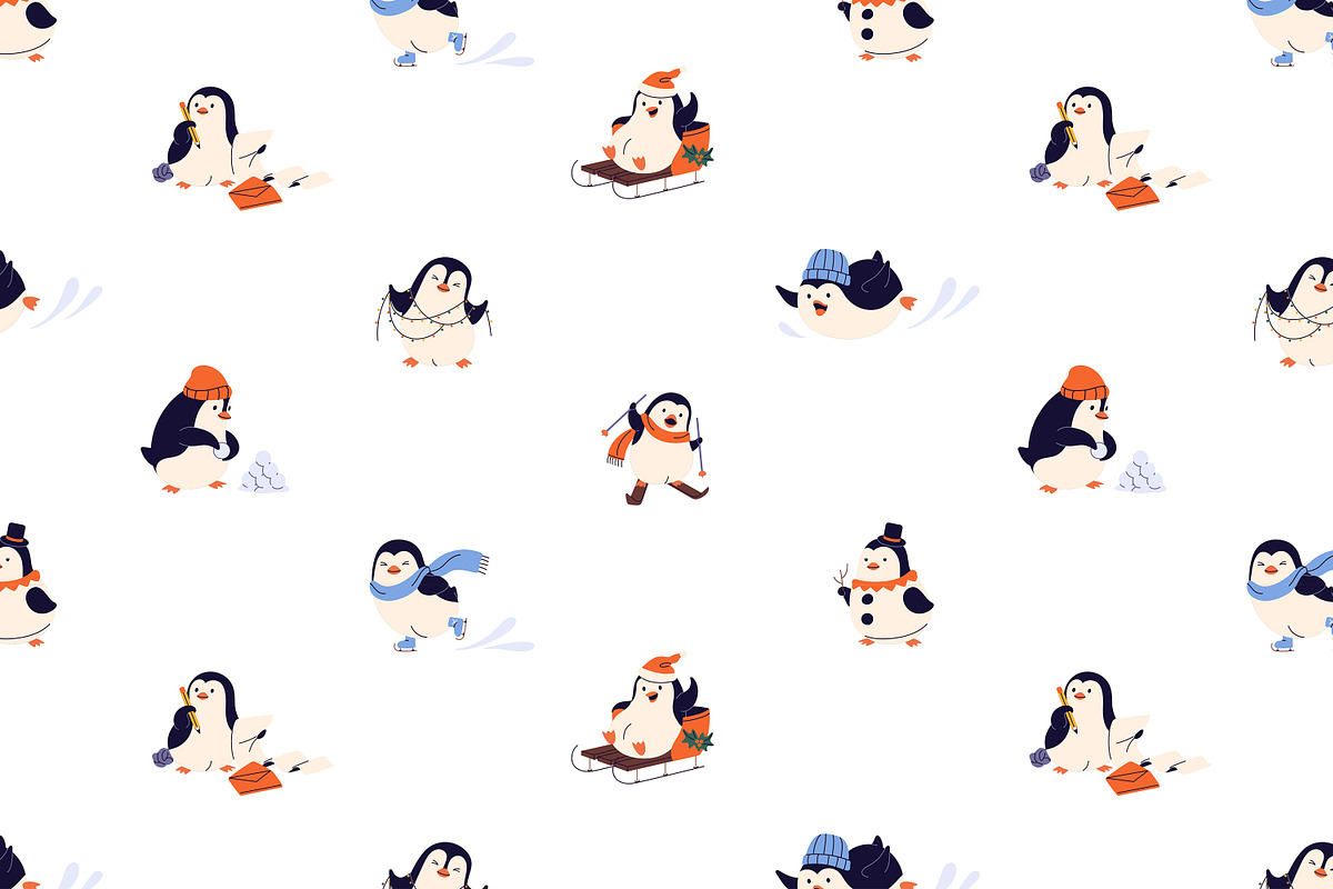 Christmas penguins set, backgrounds, an Animal Illustration by PaperTrident (Photo 5 of 5)