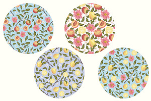 Fruit Garden Vector Patterns