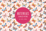 Decorative butterflies pattern, an Illustration by Cmeree (Thumbnail 1 of 2)