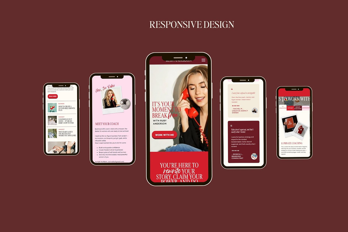 Bold Red Showit Template for Coaches preview 5