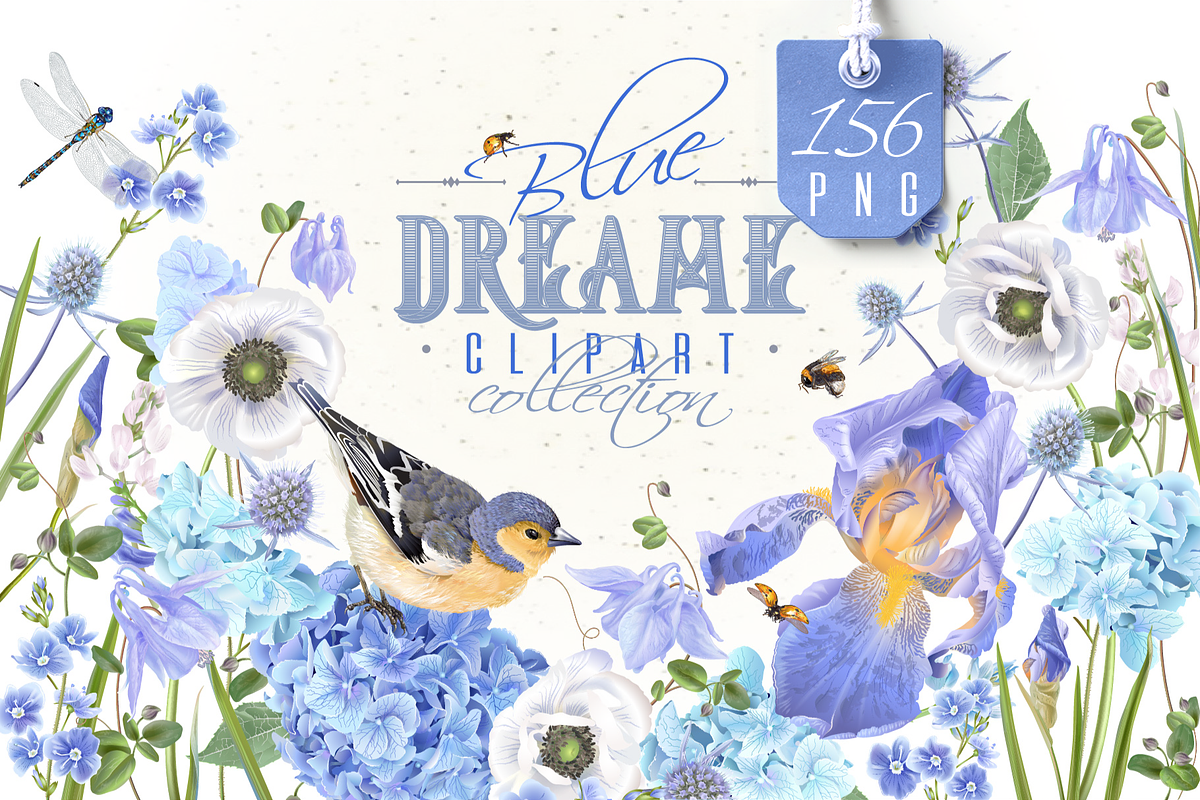 BLUE DREAM| CLIPART, a Decorative Illustration by Purple-Bird (Photo 1 of 20)