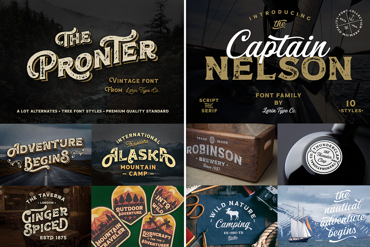 Huge Vintage Font Bundle, a Script Font by Larin Type Co. (Photo 4 of 16)