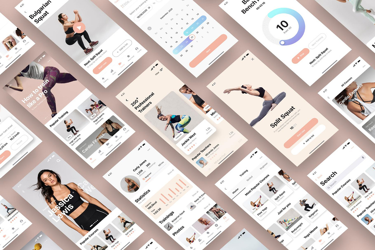 Hermes Fitness Mobile App UI Kit, an UI Kit Template by Creative Perspective (Photo 2 of 6)