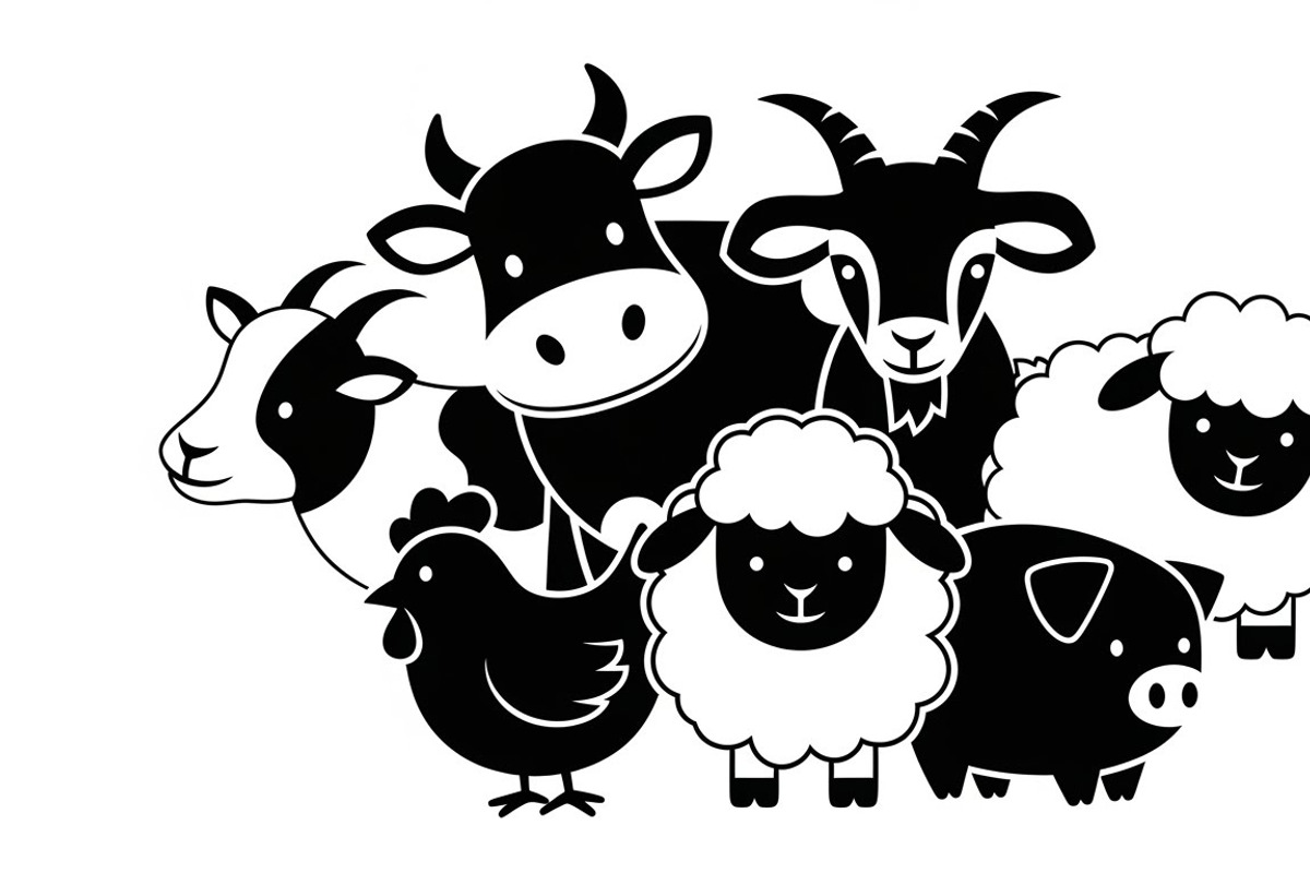 Cute Farm Animal Silhouette Bundle, an Illustration by hafijul (Photo 32 of 51)