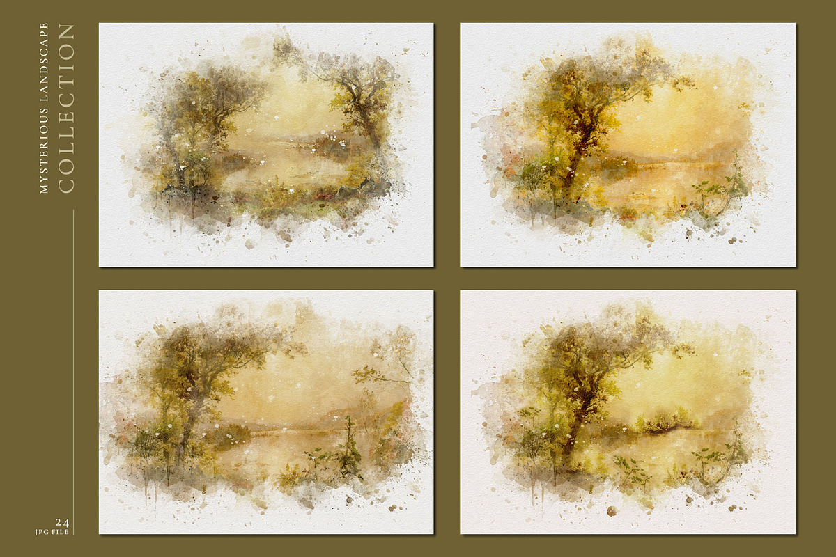 Mysterious Watercolor Landscapes 3, a Background Graphic by Suna Kosem (Photo 7 of 14)