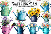 Watercolor Watering Can Clipart, an Illustration by Designking (Thumbnail 1 of 5)