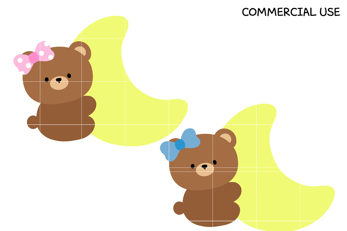 Cute Bear with Moon SVG Bundle, an Illustration by TheHitShop (Photo 5 of 6)