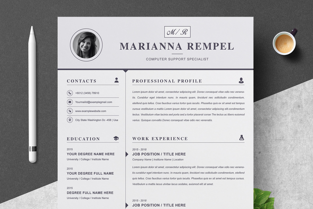Resume Template / CV Design Template, a Resume Template by ResumeInventor