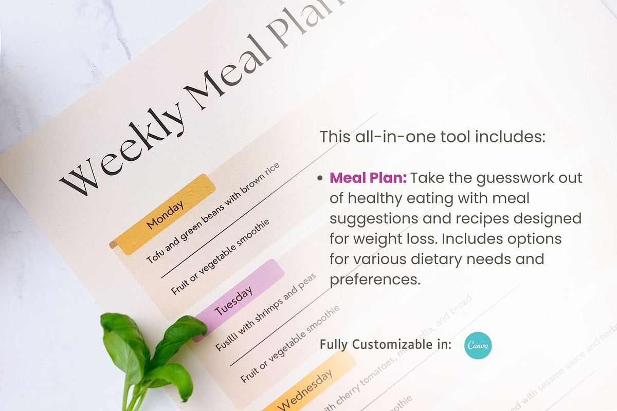 Weight Loss Planner Canva Template, a Templates & Theme by cmatworks (Photo 5 of 7)
