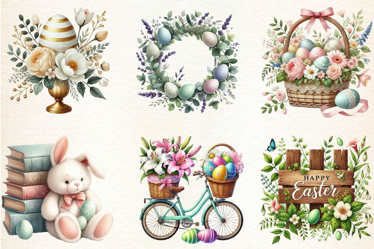 Aesthetic Easter Sublimation Clipart, an Illustration by DreamArtGraphic (Photo 3 of 4)
