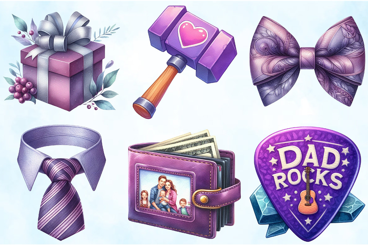Purple Father's Day Clipart, an Illustration by Craft Nest (Photo 4 of 4)