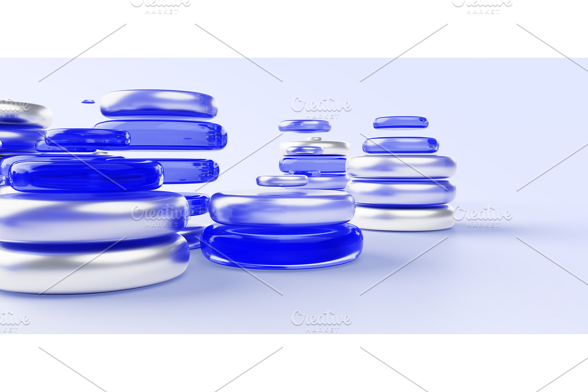 Abstract coin stacks of blue glass, a Finance Illustration by Marozhkastudio