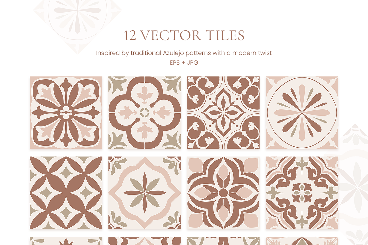 Azulejos in Mocha tones. Watercolor, a Decorative Illustration by Liliia Polos Illustration (Photo 6 of 10)