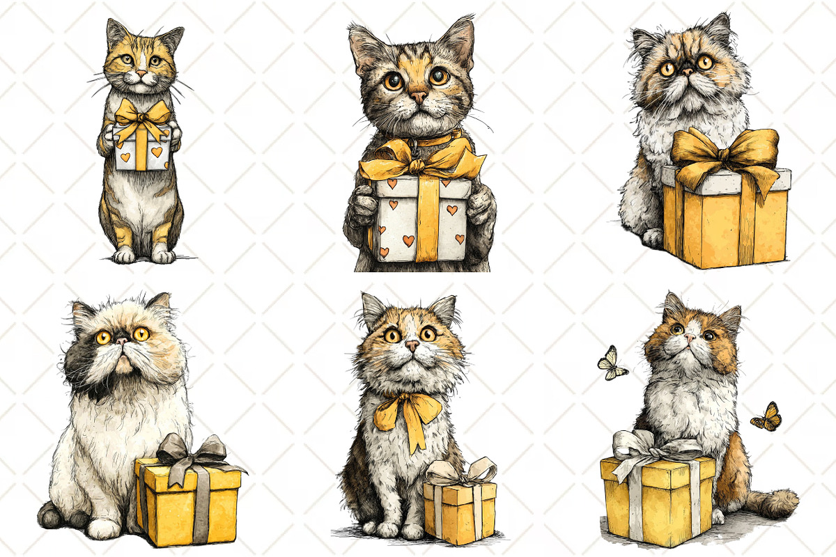 Whimsical Easter Cat Clipart, an Illustration by Black Bird Studio (Photo 4 of 5)