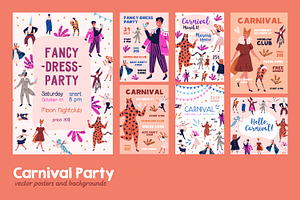 Сarnival party posters, background, a Decorative Illustration by Good Studio