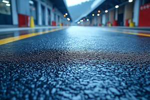 A close-up view of a wet asphalt surface, reflecting lights in a parking garage, a Background Photo by ImageMir