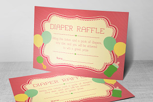 Retro Diaper Raffle Card Photoshop