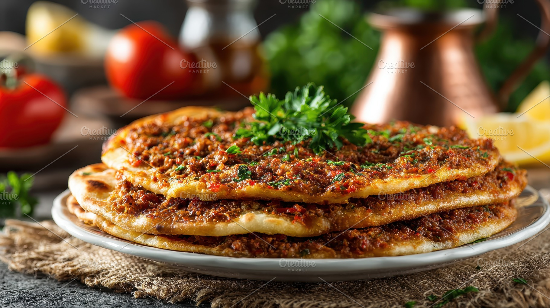 Delicious Turkish pide topped with s, a Photo by Pixeness Studio