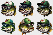 Watercolor Funny Bass Fish PNG, a Seasonal Illustration by Craft Nest (Thumbnail 4 of 6)