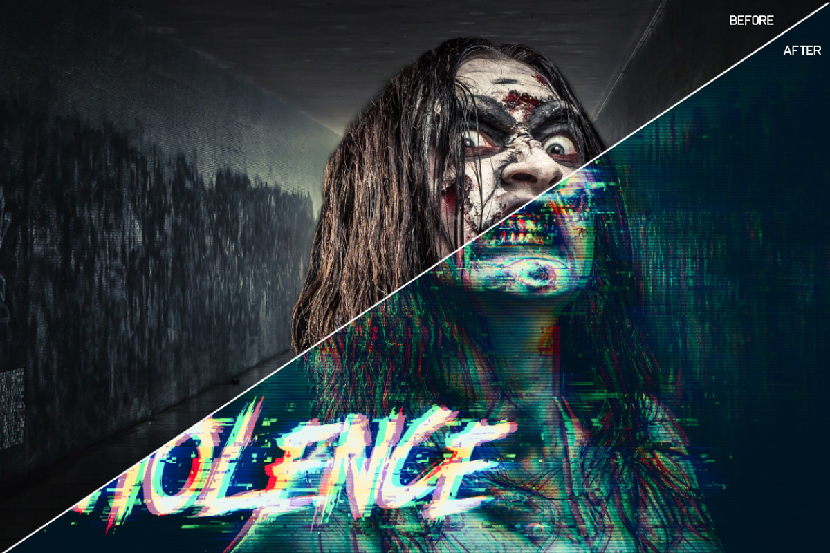 Glitch Photoshop Action, an Action Add-On by designvillage (Photo 3 of 11)